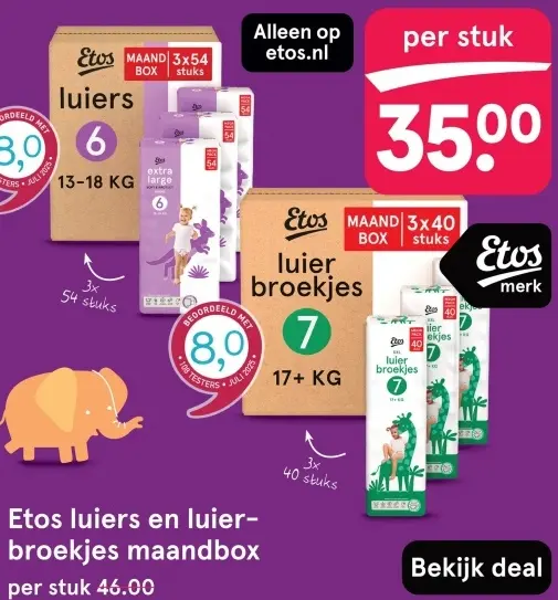Aanbieding: Etos luiers en luierbroekjes maandbox