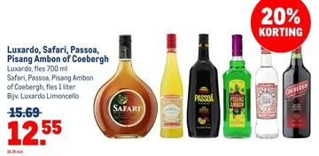 Aanbieding: Luxardo, Safari, Passoa, Pisang Ambon of Coeb
