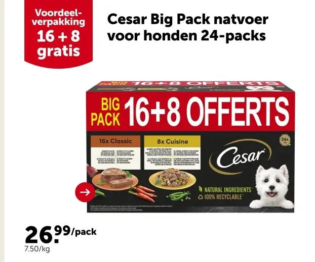 Promotie: Cesar Big Pack natvoer voor honden