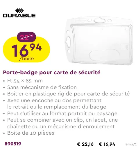 Offre: Porte-badge pour carte de sécurité