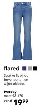 Aanbieding: Twoday meisjes flared jeans medium blauw