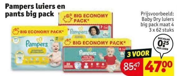 Aanbieding: Pampers luiers en pants big pack