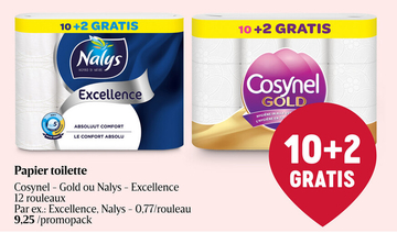 Offre: Papier toilette Cosynel Gold  ou Nalys - Exce