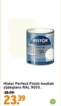 Aanbieding: Histor Perfect Finish houtlak zijdeglans RAL 9010