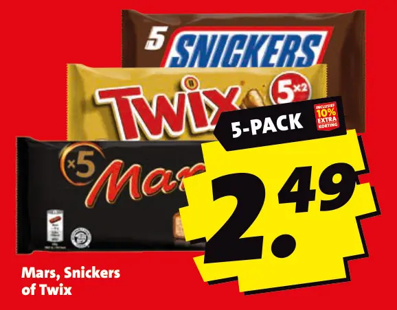Aanbieding: Mars, Snickers of Twix