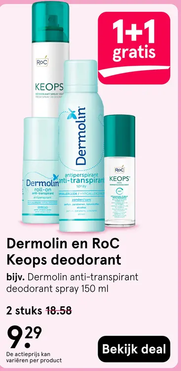Aanbieding: Dermolin en RoC Keops deodorant