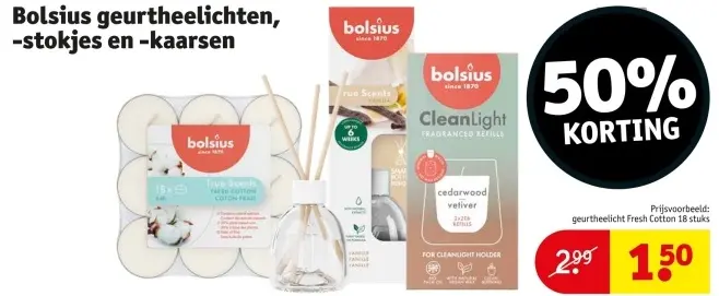 Aanbieding: Bolsius geurtheelichten, -stokjes en -kaarsen