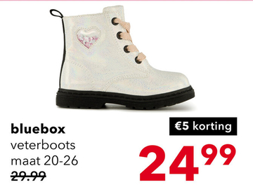 Aanbieding: Blue Box meisjes veterboots met glitter wit