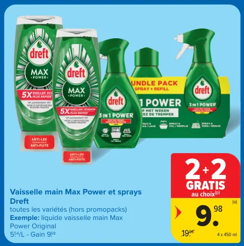 Offre: Vaisselle main Max Power et sprays