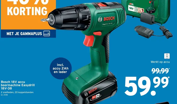 Promotie: Bosch 18V accu boormachine Easydrill 18V-38