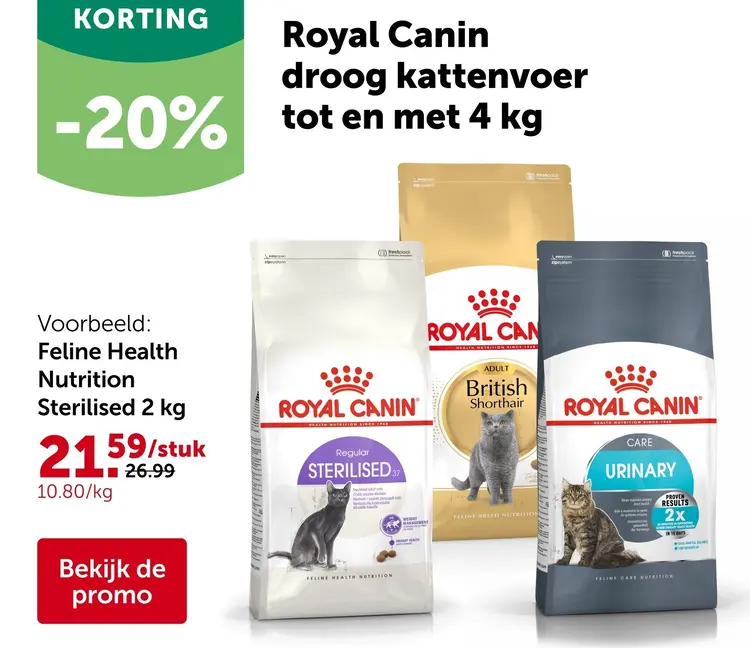 Promotie: Droog kattenvoer tot en met 4 kg