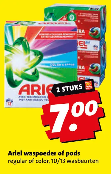Aanbieding: Ariel waspoeder of pods