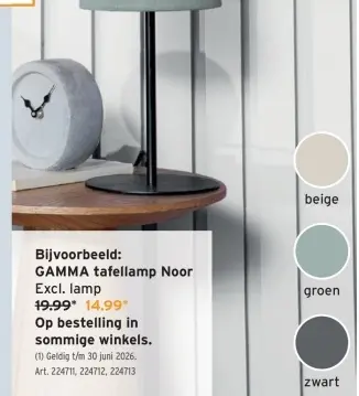 Promotie: Tafellamp noor