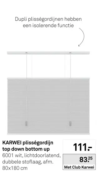 Aanbieding: Plisségordijn top down bottom up