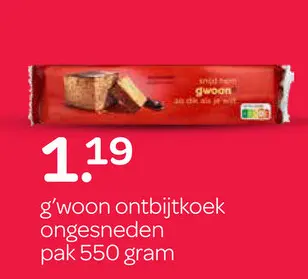 Aanbieding: g'woon ontbijtkoek ongesneden