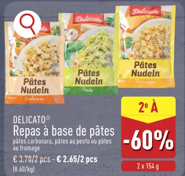 Offre: Repas à base de pâtes