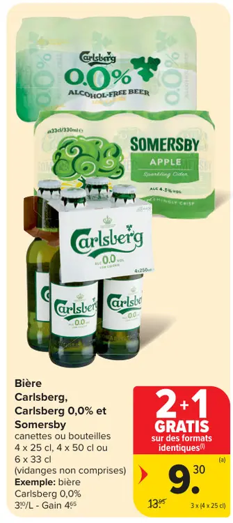 Offre: Bière Carlsberg, Carlsberg 0,0% et Somersby