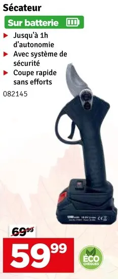 Offre: Sécateur Sur batterie