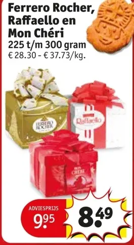 Aanbieding: Ferrero Rocher, Raffaello en Mon Chéri