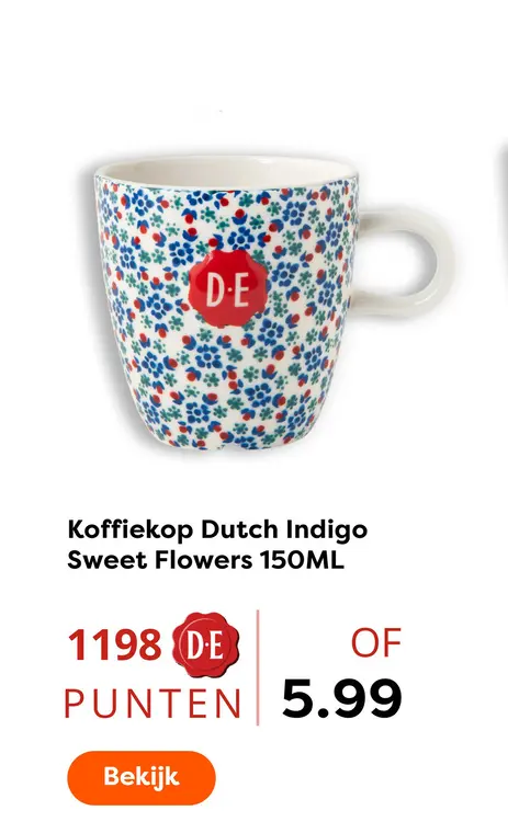 Aanbieding: Koffiekop Dutch Indigo Sweet Flowers
