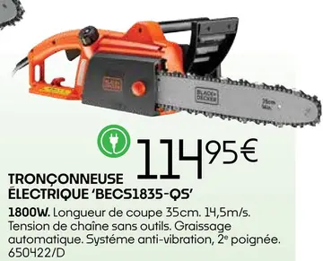 Offre: TRONÇONNEUSE ÉLECTRIQUE 'BECS1835-QS'