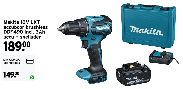 Aanbieding: 18V LXT accuboor brushless DDF490