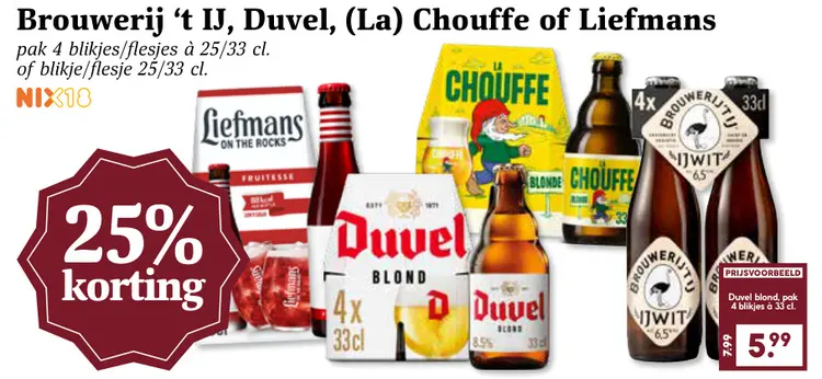 Aanbieding: Brouwerij 't IJ, Duvel, (La) Chouffe of Liefmans