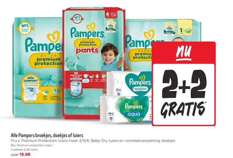 Aanbieding: Pampers broekjes, doekjes of luiers