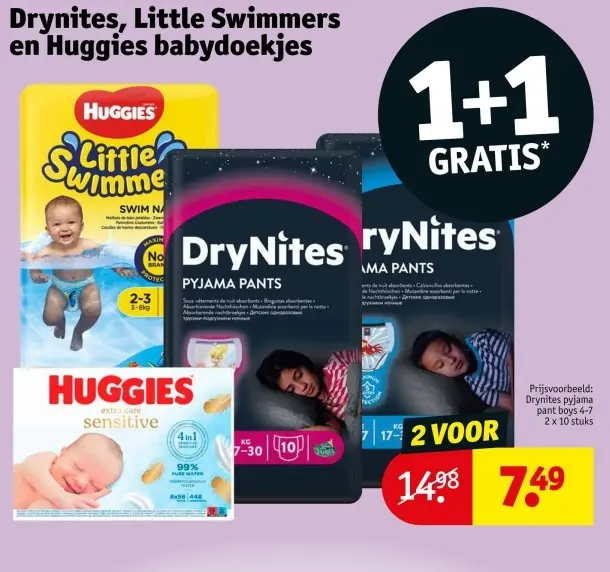 Aanbieding: Drynites, Little Swimmers en Huggies babydoekjes