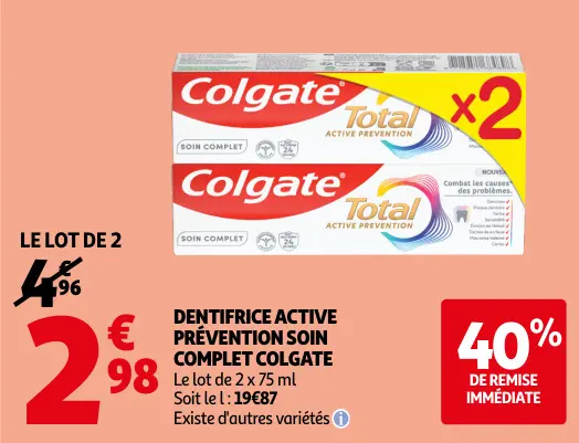 Offre: Dentifrice active prévention soin complet