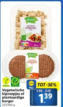 Aanbieding: Vegetarische kipreepjes of plantaardige burger