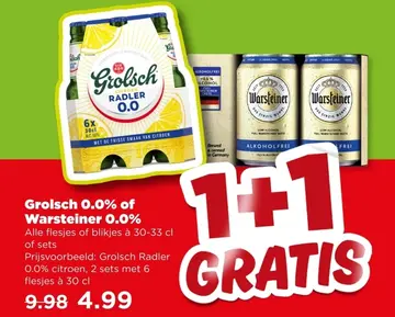 Aanbieding: Grolsch 0.0% of Warsteiner 0.0%