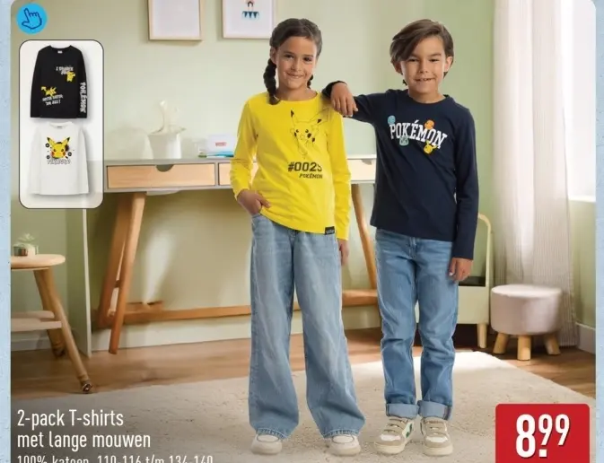 Aanbieding: 2-pack T-shirts met lange mouwen