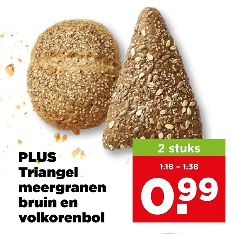 Aanbieding: Triangel meergranen bruin en volkorenbol