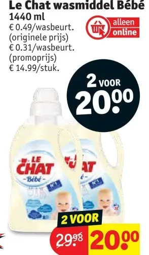 Aanbieding: Le Chat wasmiddel Bébé