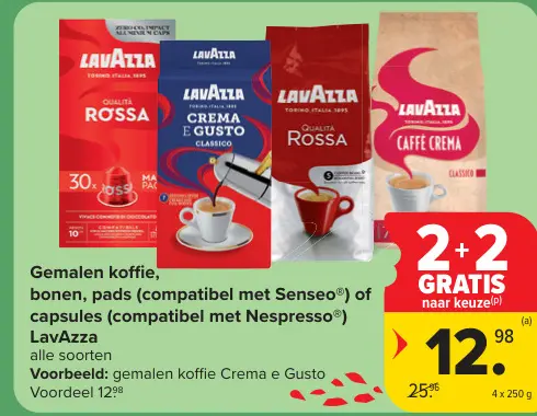 Promotie: Gemalen koffie, bonen, pads