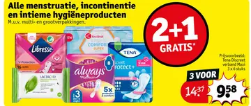 Aanbieding: Alle menstruatie, incontinentie en intieme hygiëneproducten