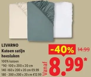 Aanbieding: Katoen satijn hoeslaken