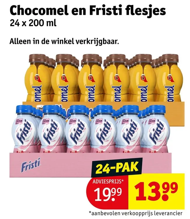 Aanbieding: Chocomel en Fristi flesjes