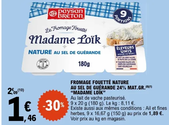 Promotie: Fromage Fouetté Nature au Sel de Guérande "Ma