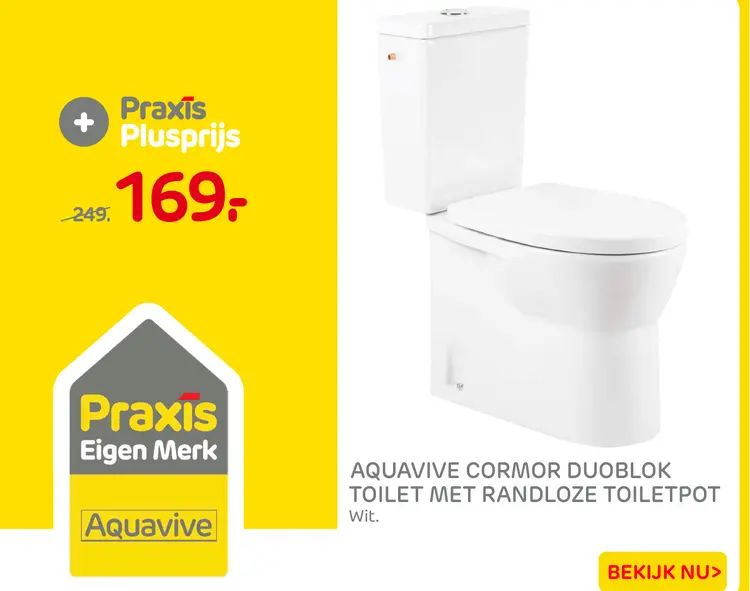 Aanbieding: Aquavive Cormor duoblok toilet met randloze t