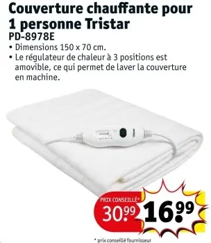 Offre: Elektrische onderdeken 1-persoons