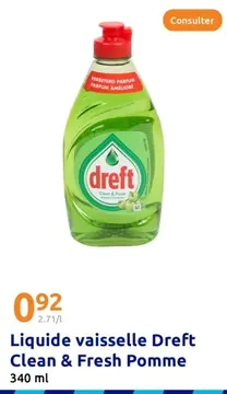 Offre: Liquide vaisselle Dreft Clean & Fresh Pomme