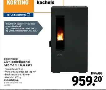 Promotie: Livn pelletkachel Skomo 5