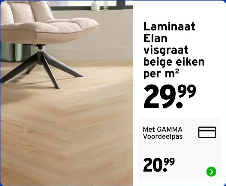 Aanbieding: Laminaat Elan visgraat beige eiken per m²