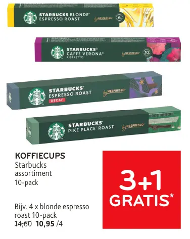 Promotie: Koffiecups Starbucks assortiment