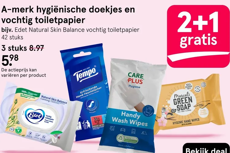 Aanbieding: Hygiënische doekjes en vochtig toiletpapier