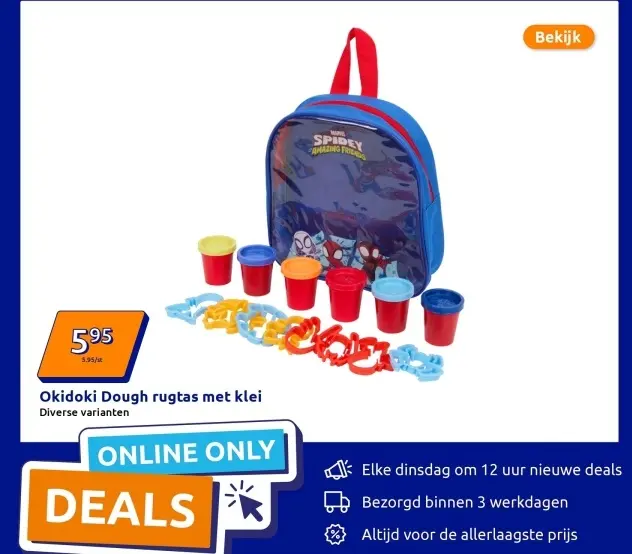 Aanbieding: Okidoki Dough rugtas met klei