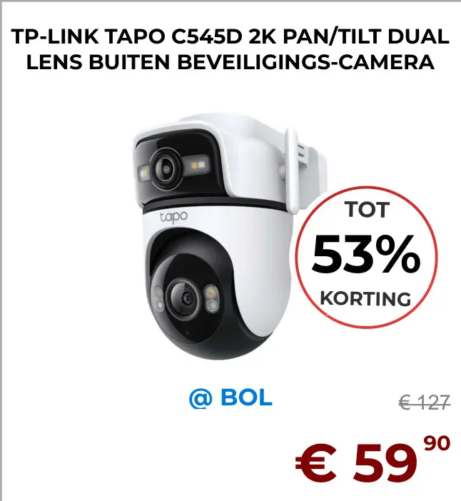 Aanbieding: Tp-link Tapo c545d 2k pan/tilt dual lens buit