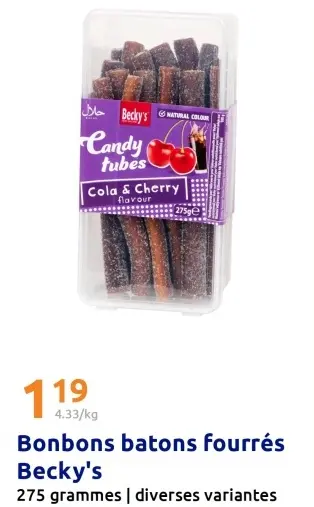 Offre: Bonbons batons fourrés